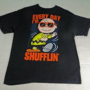 Peanuts "Every Day I'M Shufflin'" Black T-Shirt Lg